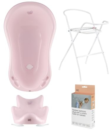 Hylat Baby Set: Bañera estable para bebés con soporte, asiento de baño y desagüe - Certificado TÜV Rheinland - solución ideal para maravillosas experiencias de baño - Colección Lite