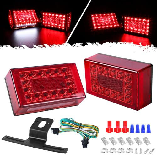 LIMICAR Trailer Lights LED Kit, 6 Boat Trailer Lights LED Submersible Kit, Boat & Utility Trailer Kit w/25ft Wiring