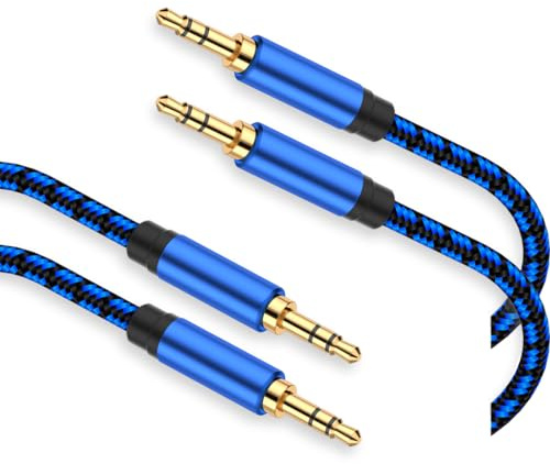 NC XQIN 2 Pack Aux Cord 6.6 ft/2m - 3.5mm Audio Cable Aux Cable for Car,Nylon Braided Audio Cable 3.5mm Male to Male for Headphone, Speaker, Phone, Car Stereo
