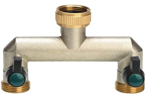 Photener Robinet Double Sortie en Laiton, Robinet 2 Voies avec 2 Vannes à Bille Séparées, Standard Européen G 3/4 Pouce (26.5mm) Femelle à 2 Voies G 3/4 Pouce (26.5mm) Mâle