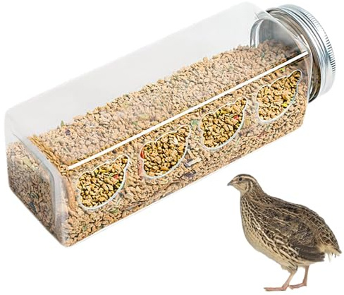Hähnchen-Geflügel-Futterspender, transparent, Hühner-Futterspender, transparent, Wachtel-Futterspender, transparent | Wachtel-Futterspender Automatischer Wachtel-Futterautomat für Wachteln mit Schwerk