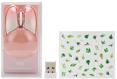 KIMISS Kabellose Maus, Niedlich, 2,4 G DPI-Empfindlichkeit, 1600 DPI, Mäuse, Computer mit USB-Empfänger, Batteriebetrieben, Leise, Matcha-Grün, 33 Fuß Effektive Gaming-Reichweite (PINK)