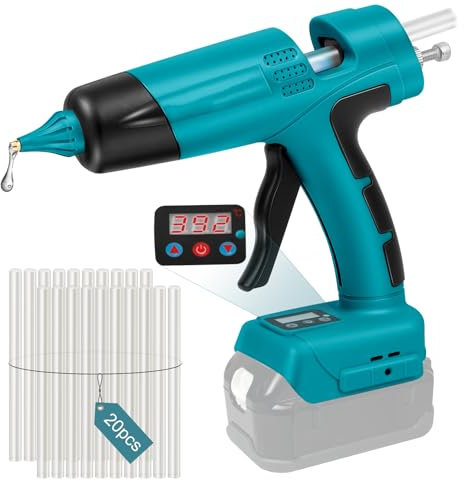 Lot de 20 pistolets à colle chaude sans fil compatibles avec batterie Makita 18 V, pistolet à colle chaude sans fil, idéal pour les réparations, le bricolage, le bricolage (sans batterie)