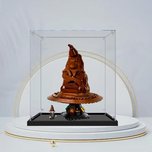 Vitrine für Le-go 76429 Talking Sorting Hat; nur Vitrine, Le-Go-Modell nicht im Lieferumfang enthalten (schwarze Grundplatte (3 mm))