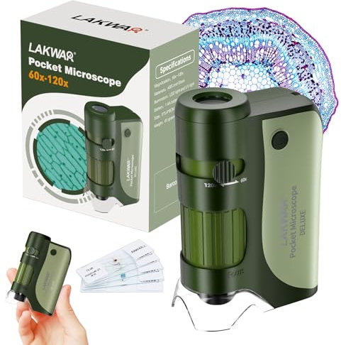 60x-120x Mini Taschen Mikroskop für Kinder Erwachsene, Tragbares Handmikroskop mit Objektträgern, Miniskop Taschenmikroskop für Kinder Kleine Wissenschaftler Studenten Erwachsene Schule Minilabsters