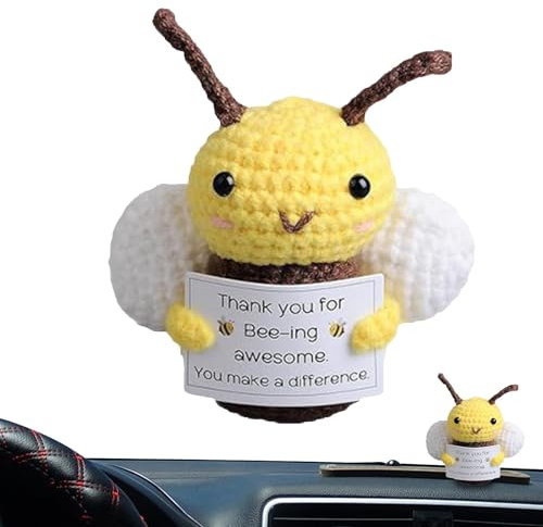 Bexdug Häkeln Sie Bienenplüsch,Biene häkeln - Tierpositives Pickle,Gestrickte emotionale Unterstützung eingelegte Puppe, niedliche Gurkenpuppen-Ornamente für Kinder und Erwachsene