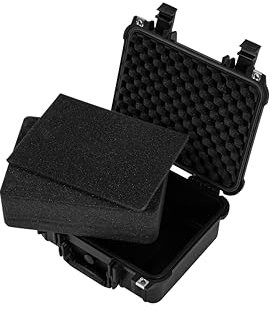 Electronicx Hartschalen-Kamerakoffer mit Schaumstoff - Stoßfest, IP55 Wasserdicht & Verschließbar - Für DSLR, Objektive, Drohnen, Werkzeug & Waffen (34 x 29.5 x 15.5cm, Schwarz)