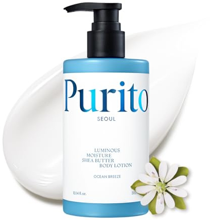 PURITO Luminous Moisture Shea Burro, Lozione per il corpo, burro di karitè, gentle su pelle, idratante, Dry Skin, Pump Bottle, K-Beauty, 300 ml/10,14 fl. oz. (Ocean Breeze)