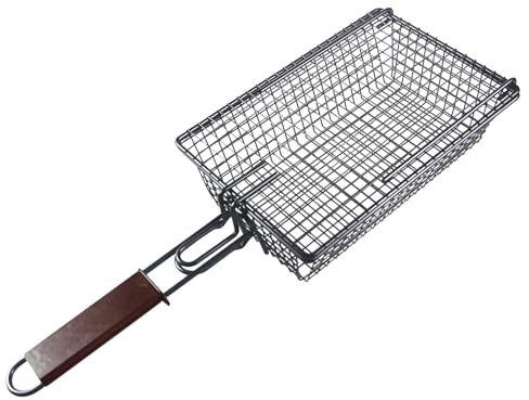 Grillkorb – Grillkorb Mit Antihaftbeschichtung | Grillkorb Mit Klappbarem Griff Für Gemüse, Garnelen, Brathähnchen, Steak