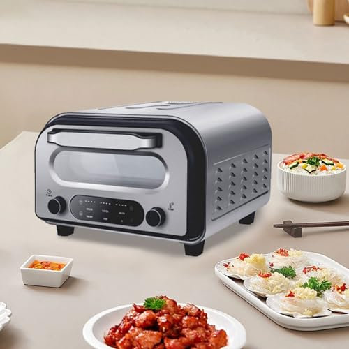 Pizzaofen FüR Den Innenbereich + Smart-Touchscreen (6 Pizza-Voreinstellungen), Heizt Auf Bis Zu 450 °C Auf, Elektrischer Pizzamaker + Pizzastein Und -Schneider, Macht Pizza In 2 Minuten