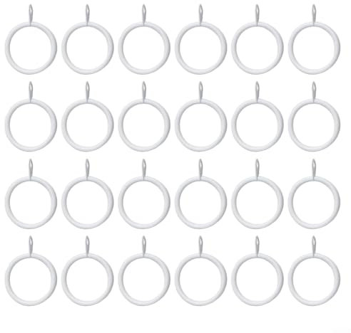 Ganci ad anello in metallo per tende, soluzione per appendere facilmente voile e tende pesanti (bianco, 24 pezzi)
