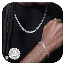 LOLIAS Silber Panzerkette 925 Halskette und Armband 3mm/5mm für Männer