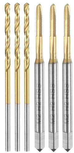 QUARKZMAN Juego De Machos Y Brocas, 3 Piezas M2 X 0.4 Machos De Punto Espiral Métricos Y 3 Piezas Brocas De 1.6mm, Juego De Herramientas Para Roscar Recubiertas De Titanio HSS-6542