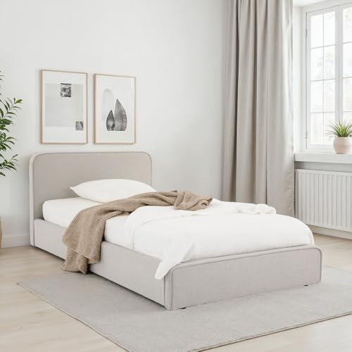 IDIMEX Polsterbett MARINI Einzelbett 90x200 cm in hellgrau - Bett gepolstert mit Lattenrost, modernes Design & stabiles Holzgestell mit Kunststofffüßen