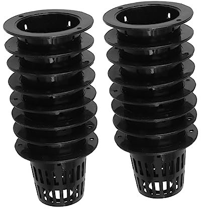 JOINPAYA 50pcs Hydroponic Mesh Net Pots Slotted Culture Baskets for Soilless Vegetable Growing for Aquaponics and Orchids Black