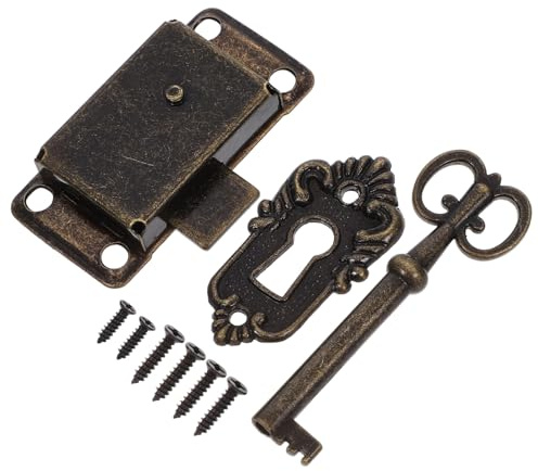 NUOBESTY Serrure De Meuble Ancienne Avec Clé Pour Tiroir Et Armoire Kit De Verrouillage Vintage Facile À Installer Pour Boîtes À Bijoux Et Meubles Rétro Verrou De Placard Antique 5.30X3.50X1.00Cm