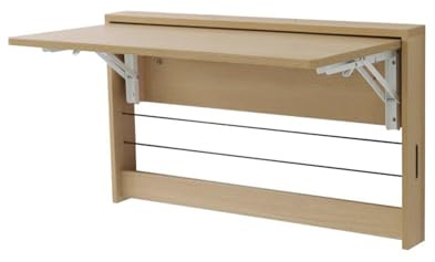 EZAYMSNY Holz Wandklapptisch mit Stauraum, Klappbarer Schreibtisch 41.5x63 cm, Platzsparender Wandtisch für Arbeitszimmer, Küche, Balkon, Mehrzweck Klapptisch