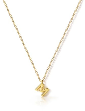 HANLI Collana Personalizzata Con Nome Iniziale M Donna Oro Placcato 14K Anallergici Leggeri Trendy Gioielli di Moda per le Donne