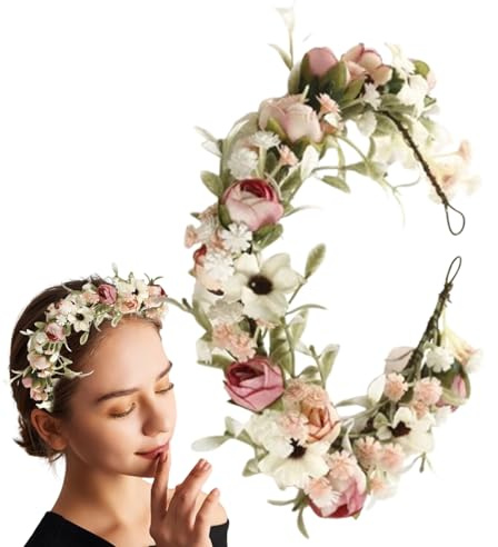 Corona Del Nuziale | Crown Di Ghirlanda Di Fiori Per Ragazze | Ghirlanda Della Corona Floreale Artificiale, Forniture Per Feste Pitolo Foto Per Il Compleanno Delle Vacanze, Corona Fata Dei Fiori