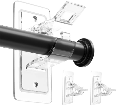 SINZONeu® 2er-Pack Gardinenstangenhalter ohne Bohren - Selbstklebend aus PET für Badezimmer & Wohnzimmer (Bis 15 lbs)