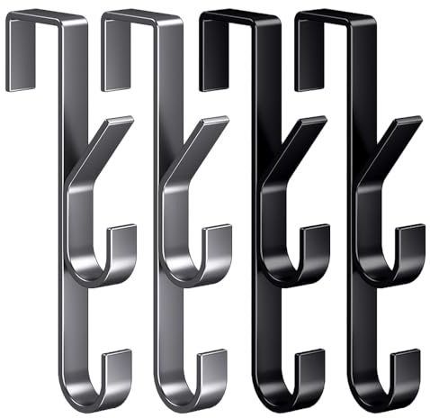 CZAKOMIX Gancho Vertical para Puerta, Ganchos para Puertas, 4 Piezas, Perchero Puerta, No es Necesario Taladrar, Adecuado para el Dormitorio, Cuarto de Baño, Oficina y Cocina Puerta Colgando Artículos