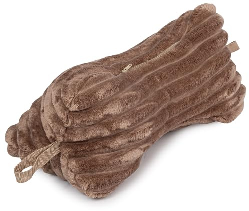 H&F Heimtextilien H&F | Kissen Kopfkissen Lesekissen Leseknochen Nackenkissen Nackenrolle Knochenkissen Reisekissen Waschbar, für Bett, Sofa | Farbe: Braun Wildlederimitat