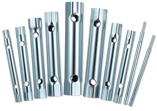 unbholkk Steckschlüssel Set, 10-tlg Rohrsteckschlüsselsatz, 6-22 mm Rohrsteckschlüssel Doppelsteckschlüssel, Für Wasserhahn Installation am Arbeiten, Zündkerzen, Reparatur