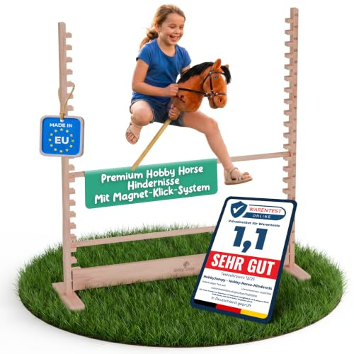 Hobby Horse Hindernisse höhenverstellbar 15–115 cm- in 5cm Schritten einstellbar - Magnet-Stecksystem massives Holz/Hobby Horsing/Hürden für Kinder