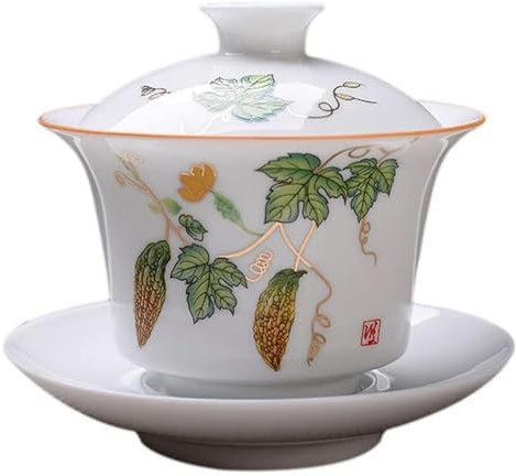 DQZRTUECA Set da tè Gaiwan in Ceramica Cinese Kung Fu da Viaggio da 150 ml con Tazza e zuppiera 8,4x10,6 cm