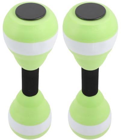 VICASKY 1 Pair Aqua Dumbbells, EVA Water Aerobics Exercise Weights, | Floating Foam Dumbbells for Aquatic Fitness, Hydrotherapy, Pool Workout and Swimming Training (Green & White)