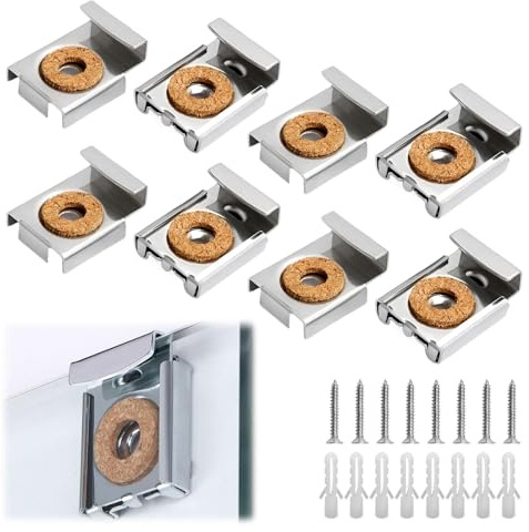 Accroche Miroir, 8 sets Support Miroir, Fixation Mi roir Mural, Attache Miro ir Mural, Fixation M iroir, pour Accrocher et Fixer le Mi roir ou le Verre, pour Salle de Bain, Toilettes, Salon.