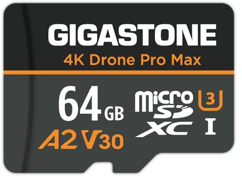 Recupero dati per 5 anni: scheda micro SD GIGASTONE da 64 GB, drone 4K Pro Max, A2 V30 per drone DJI o action camera, GoPro, registrazione video 4K UHD, R/W fino a 95/35 MB/s, UHS-I U3 C10 classe 10
