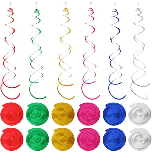 24 Pezzi Di Festoni Colorati a Spirale Da Appendere, Festoni Per Compleanni e Carnevale In 5 Colori, Ghirlanda a Spirale Da Appendere, Decorazioni Di Carnevale, Decorazioni Per Feste Di Carnevale
