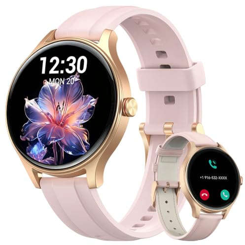 Fitpolo Smartwatch Damen mit Telefonfunktion, 1,27 HD Touch-Screen Smart Watch, 110+ Sportmodi Fitnessuhr mit Herzfrequenz/ SpO2/ Schlaf Monitor Schrittzähler, IP68 Wasserdicht Sportuhr Rosa