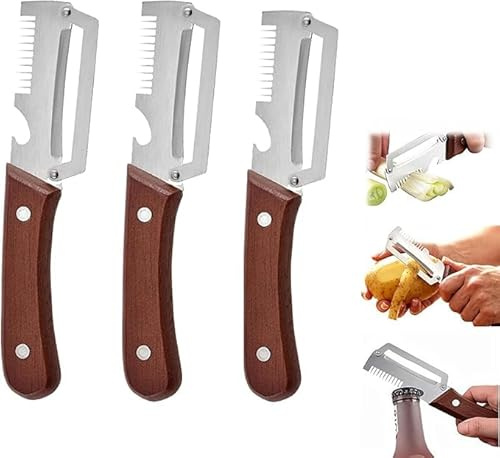 Genérico Pelador Verduras Multifunción 2 en 1, Acero Inoxidable Ultraafilado, Pelado Profesional para Patatas y Zanahorias, Abridor Botellas Vino Sin Esfuerzo, Uso Diario en Cocina