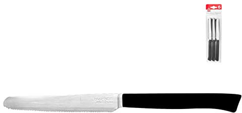 Home 0 Coltelli da Tavola Seghettati, Confezione da 6 Pezzi, Acciaio Inossidabile, Nero, 29x2x8 cm, 6 unità