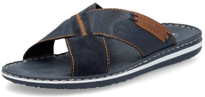 Rieker Herren Pantoletten 21098, Männer Slipper,schluepfschuhe,Slip-ons,Backless Slipper,Mules,Gartenschuhe,Sommerschuhe,blau (14),46 EU / 11 UK