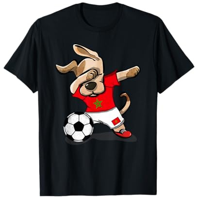 Dabbing Dog Marocco Calcio tifosi Jersey Marocco Calcio Arte Maglietta