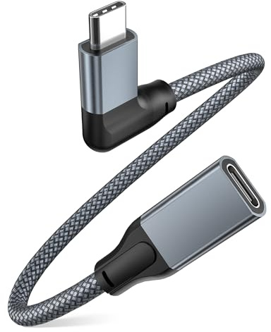 RUXELY USB C Verlängerungskabel 0.2M,Typ C Buchse auf Stecker Extension | 3.1 Gen2 10Gbps Kurz Thunderbolt 3 Extension Cable Adapter für Macbook Air/Pro,iPhone 17e 16Pro,Dell XPS,Switch,Laptop