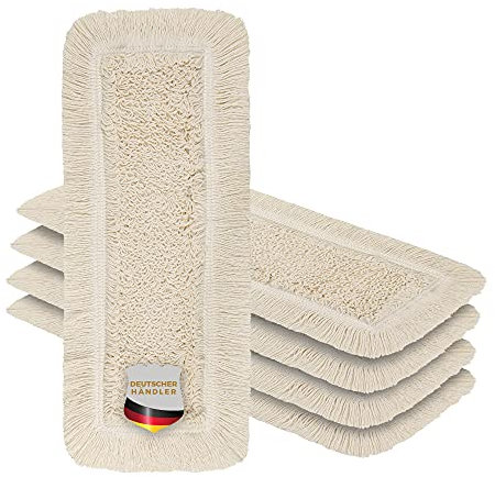 Okaei 5 Stück Wischmopp Bezug (40 cm) - Bodenwischer-Wischbezug zur Trocken- & Nassreinigung - Bodenwischer-Bezug für alle Gängigen Wischmopp-Halter und Pressen - Hochwertiger Wischer-Bezug Beige