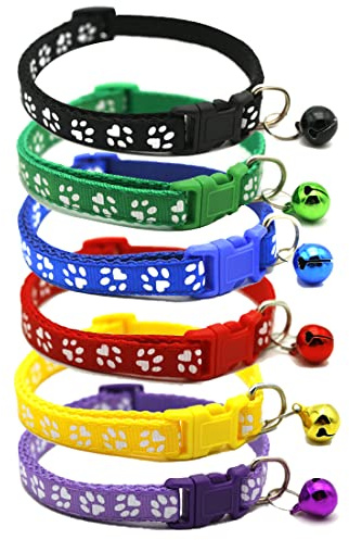 LEEQBCR 6-teiliges Welpenhalsband separates Welpen-ID-Halsband verstellbare Schnellverschluss-Schnalle reflektierendes Haustierhalsband Katzenhalsband weiches Nylon verstellbar kleiner Hund