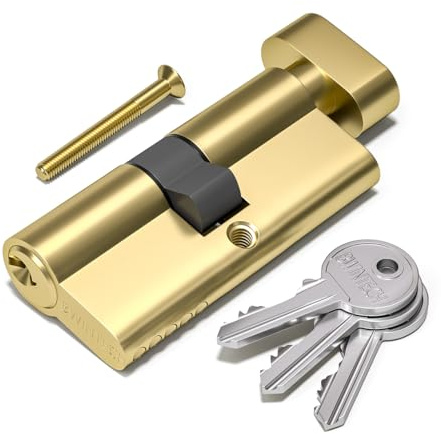Bwintech 70mm(35T/35) Brass Euro Cylinder Lock,Door Barrel Lock,Thumbturn Knob with 3 Standard Keys,Anti-Pick,Anti-Bump,Anti Drill,High Security for UPVC,Wooden,Composite Doors