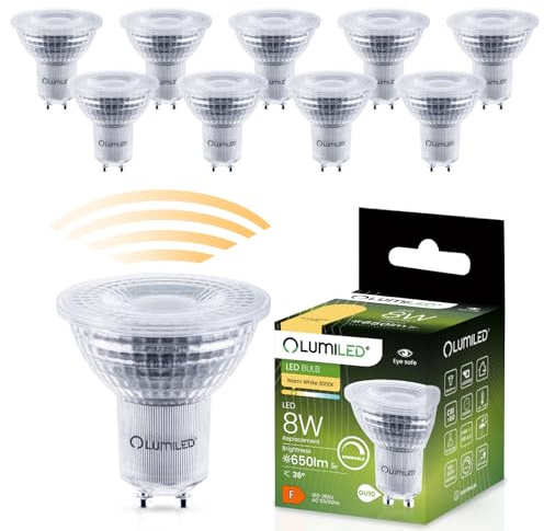 Lumiled LED GU10 Lampe 8W 650lm Warmweiß 3000K dimmbar ersetzt 80W CRI>80 Reflektor Spot 36° Abstrahlwinkel 10er Pack Energiespar Leuchtmittel 230V für Wohnzimmer Küche Büro Hotel