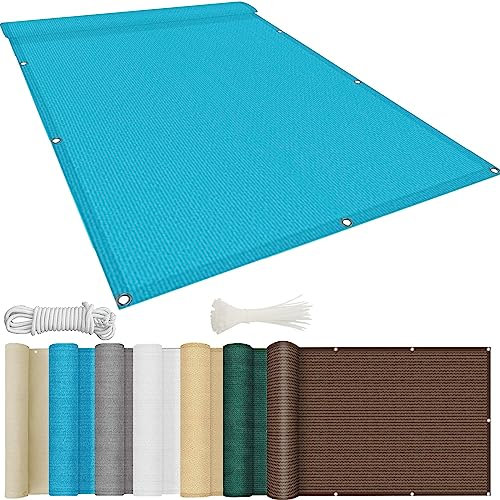 Tenda da Sole per Esterno 4x7m Divisori e Protettivi Vela Quadrata con Fascette e funi, Occhielli per Balcone, Ringhiera, Blu