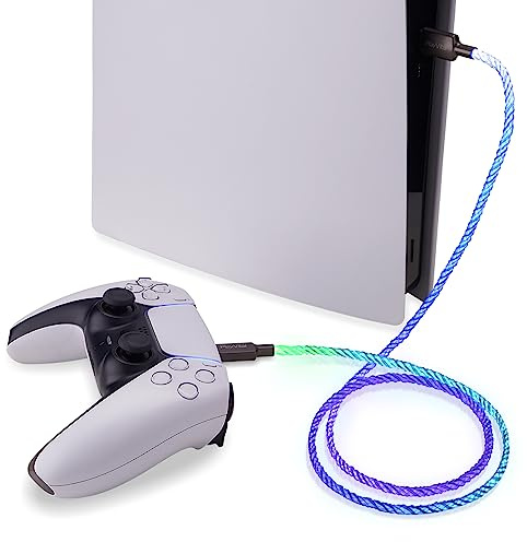 playvital 2M Cavo USB Type C Luminoso per ps5/Edge, per Xbox Controller | Cavetto Dati Ricarica Tipo C con LED per Xbox Series X S/Elite Series 2, per Switch Pro Joystick, per PS Portal Remote Player