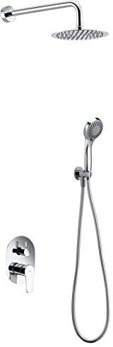 IMEX Unterputz Duschsäule ohne Wasserhahn | Duschset mit Handbrause und Schlauch | Mischbatterie mit Regenbrause | Durchflussmenge 12 l/min | Serie Oslo | Farbe Chrom