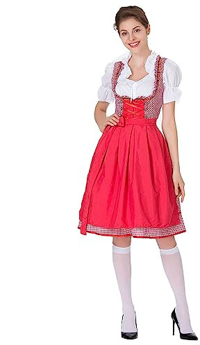 KBOPLEMQ Damen Dirndl Trachtenkleid Kurz Sexy Partykleid Oktoberfest Karneval Kostüm für Oktoberfest Besondere Anlässe Vintage Oktoberfest Kostüm Maid Kleid Rockabilly Dirndl Trachtenrock