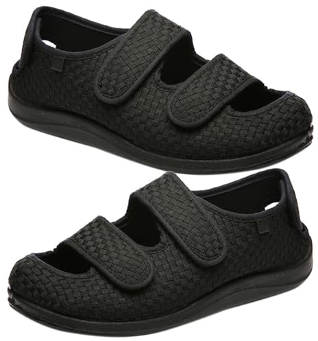 AZMAHT Sandalias Talla Grande Mujer Zapatos para Caminar para Hombres Calzado Ortopédico Extra Ancho Zapatos para Diabéticos para Hombre Sneakers Comodos,Negro,37.5EU