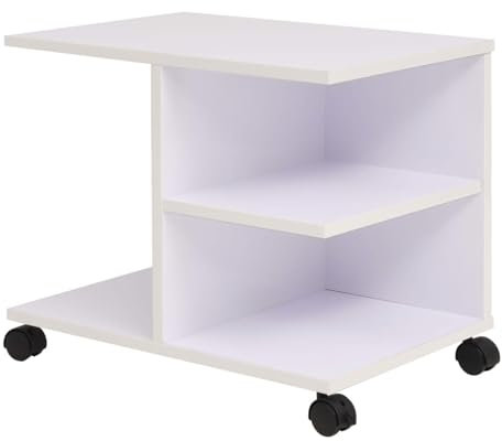 ShGaxin Bokhylla med hjul, bokhylla, bokhylla, bokhylla, trapphylla, sovrumshyllor, möbelhyllor, 50 x 35 x 42 cm vit