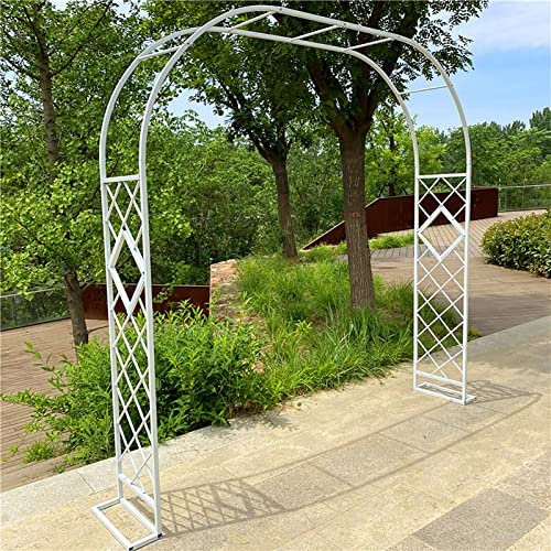 Arche de jardin en fer forgé pour plantes grimpantes - Blanc - Décoration extérieure - Pergola - Facile à installer - Pour pelouse, terrasse, mariage - 340 cm